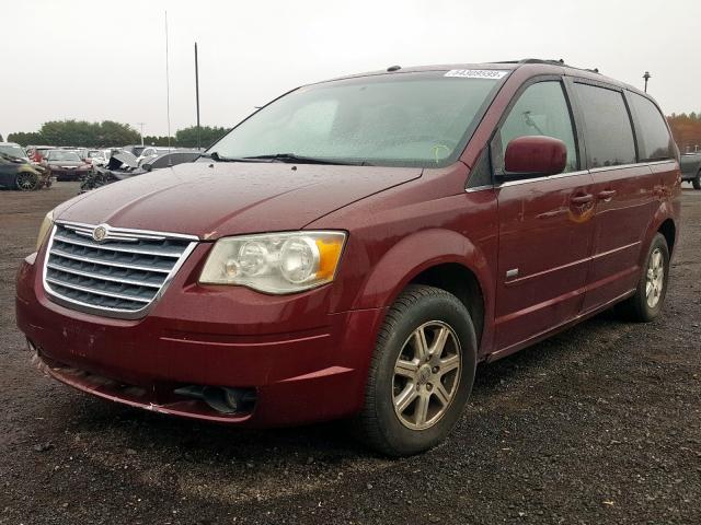 2A8HR54P48R792502 - 2008 CHRYSLER TOWN & COU BURGUNDY photo 2