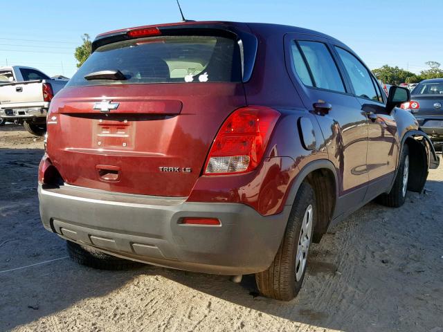 3GNCJKSB7GL116319 - 2016 CHEVROLET TRAX LS BURGUNDY photo 4