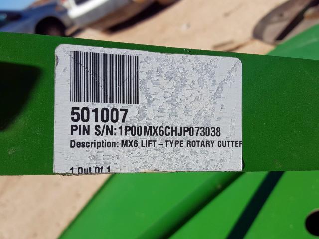 1P00MX6CHJP073038 - 2018 JOHN DEERE MX6 MOWER GREEN photo 10