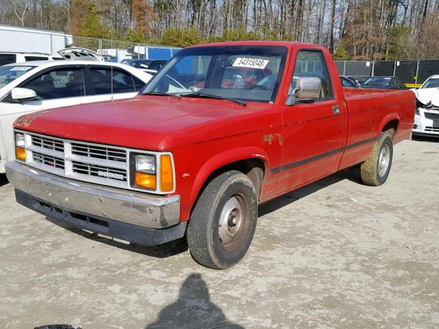 1B7GN14X6JS722656 - 1988 DODGE DAKOTA RED photo 2