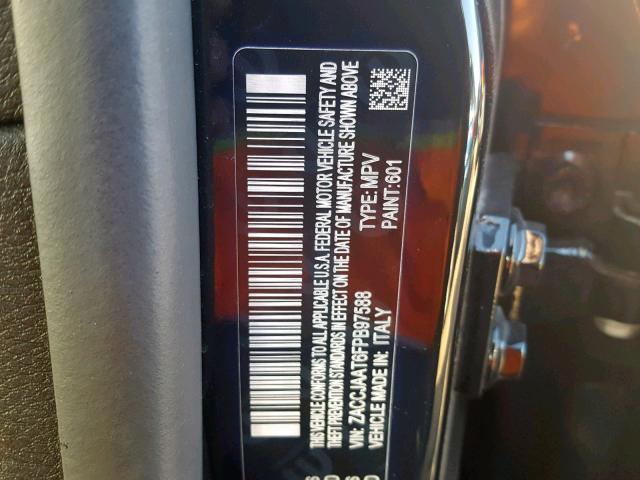 ZACCJAAT6FPB97588 - 2015 JEEP RENEGADE S GRAY photo 10