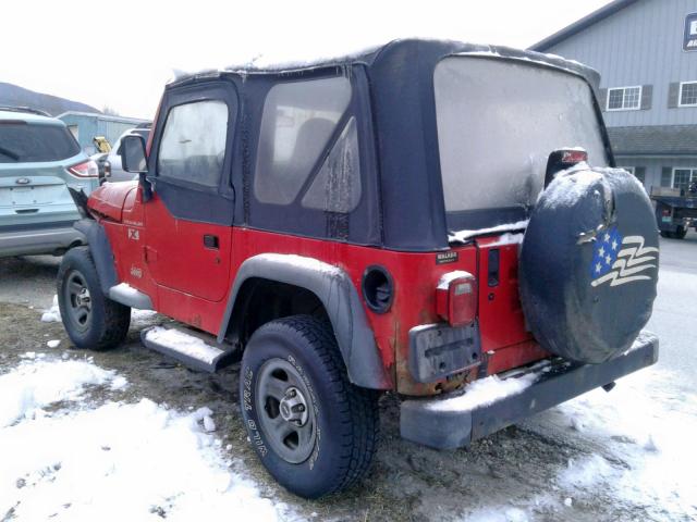 1J4FA39S82P775633 - 2002 JEEP WRANGLER / RED photo 3