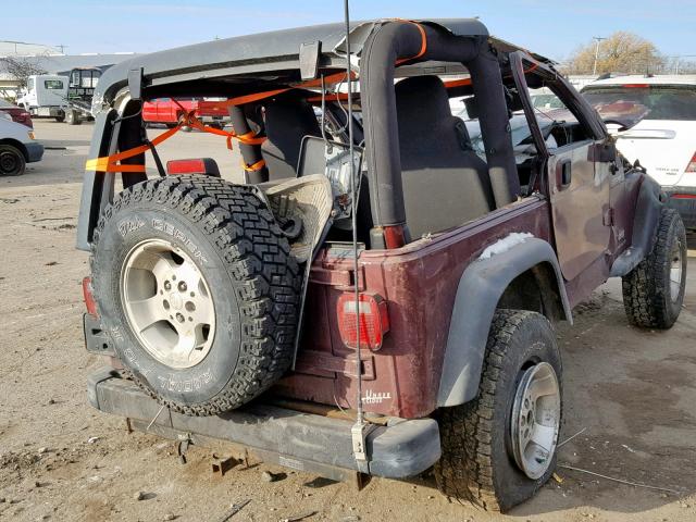 1J4FA49S83P361565 - 2003 JEEP WRANGLER / BURGUNDY photo 4