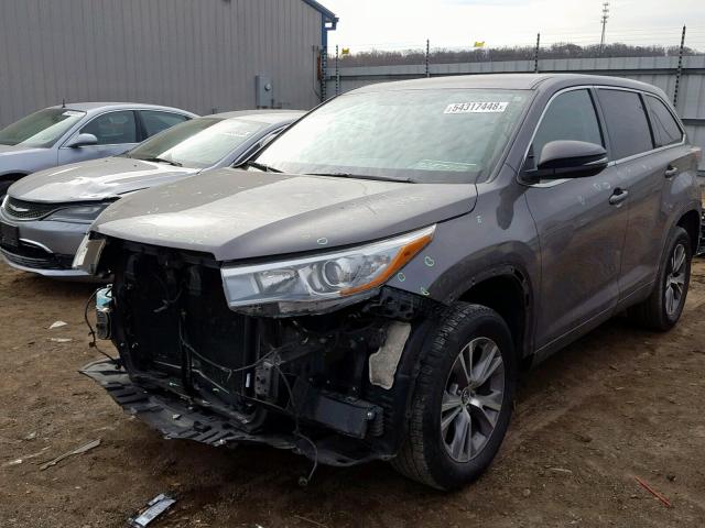 5TDZKRFH4GS168993 - 2016 TOYOTA HIGHLANDER GRAY photo 2