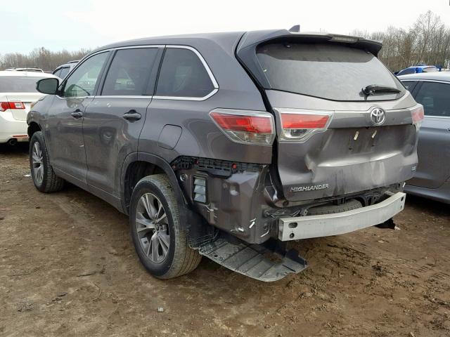 5TDZKRFH4GS168993 - 2016 TOYOTA HIGHLANDER GRAY photo 3