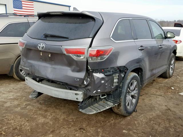 5TDZKRFH4GS168993 - 2016 TOYOTA HIGHLANDER GRAY photo 4