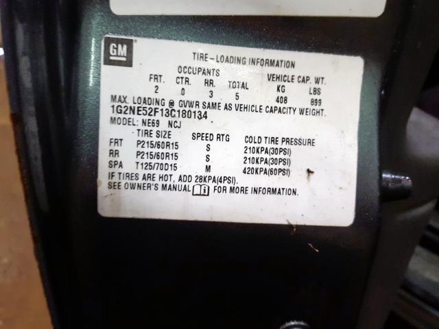 1G2NE52F13C180134 - 2003 PONTIAC GRAND AM S GRAY photo 10