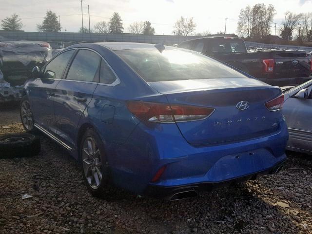 5NPE34AB2JH658914 - 2018 HYUNDAI SONATA SPO BLUE photo 3