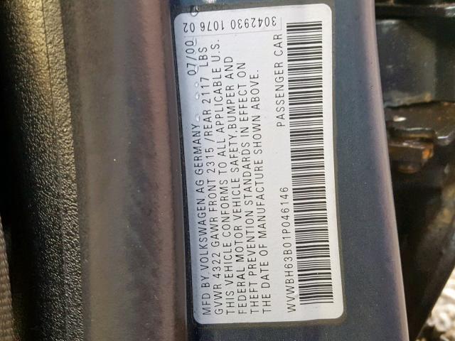 WVWBH63B01P046146 - 2001 VOLKSWAGEN PASSAT GLX 蓝色 照片 10