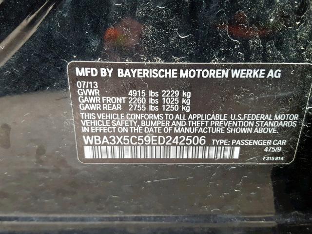 WBA3X5C59ED242506 - 2014 BMW 328 XIGT BLACK photo 10