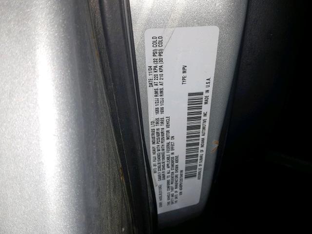 4S4BP61C257348196 - 2005 SUBARU LEGACY OUT SILVER photo 10