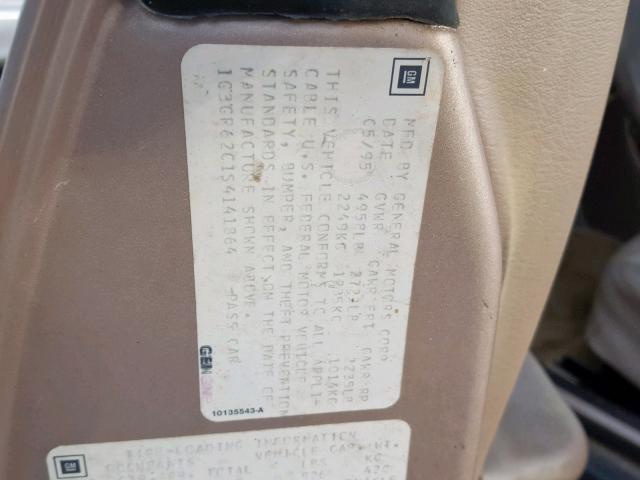 1G3GR62C1S4141864 - 1995 OLDSMOBILE AURORA TAN photo 10