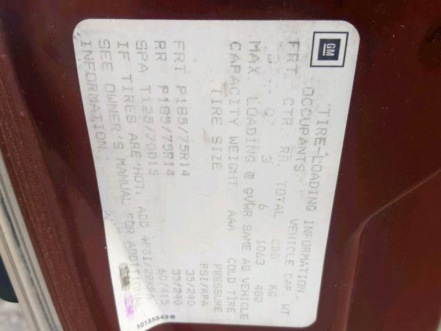 2G3AM54N4L2372830 - 1990 OLDSMOBILE CUTLASS CI MAROON photo 10