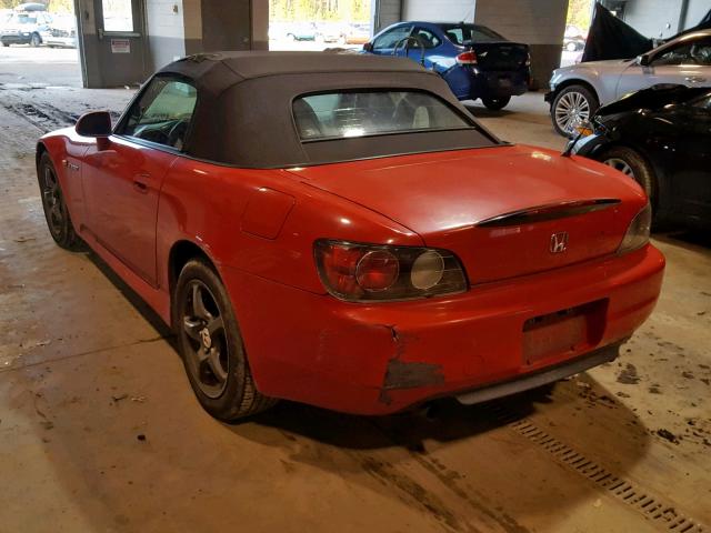 JHMAP11472T002013 - 2002 HONDA S2000 RED photo 3