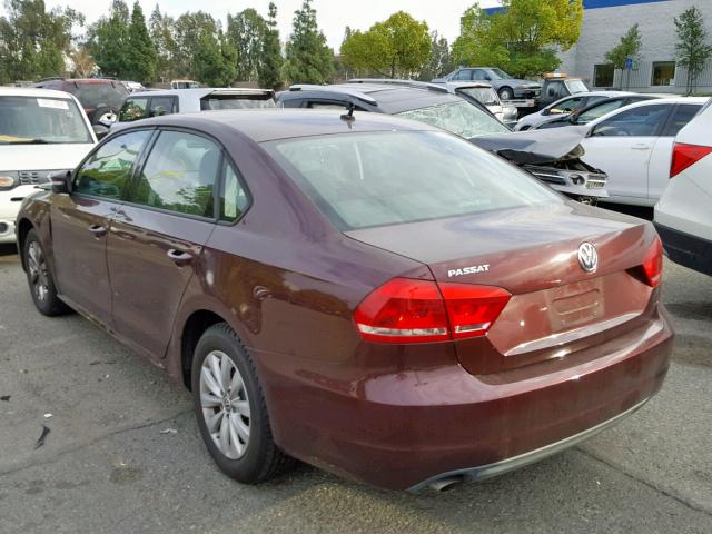 1VWAP7A31DC055608 - 2013 VOLKSWAGEN PASSAT S BURGUNDY photo 3