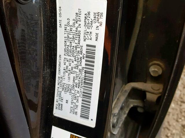 JTLKT324850177795 - 2005 TOYOTA SCION XB Қара фото 10