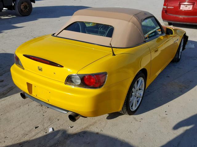 JHMAP11461T005595 - 2001 HONDA S2000 YELLOW photo 4