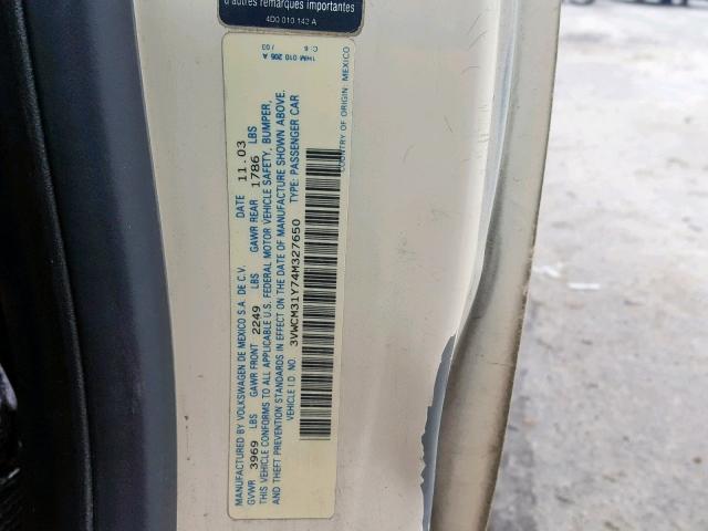 3VWCM31Y74M327650 - 2004 VOLKSWAGEN NEW BEETLE Krem foto 10