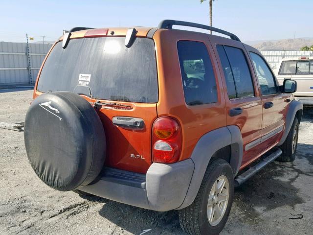 1J4GK48K92W168851 - 2002 JEEP LIBERTY SP ORANGE photo 4