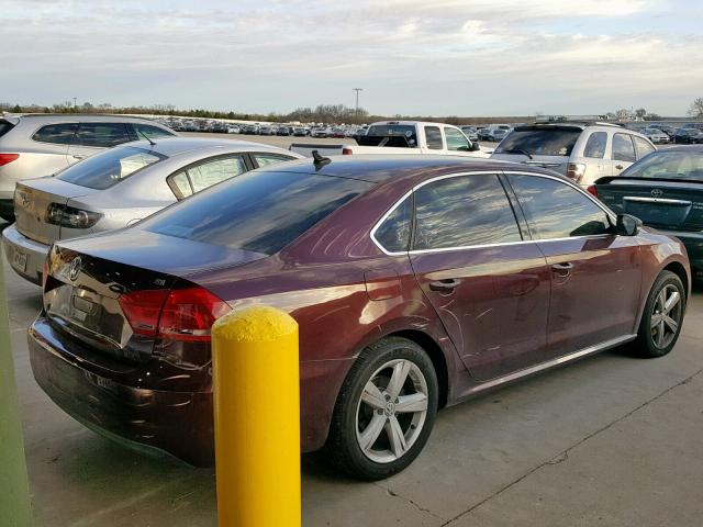 1VWBH7A38DC030562 - 2013 VOLKSWAGEN PASSAT SE MAROON photo 4