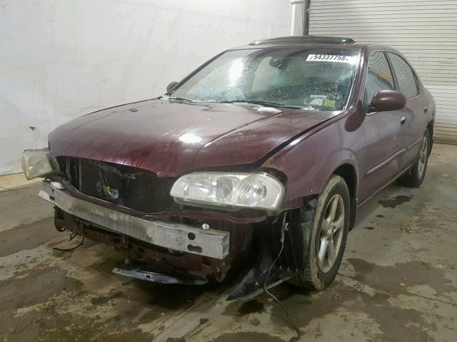 JN1CA31D11T806557 - 2001 NISSAN MAXIMA GXE MAROON photo 2