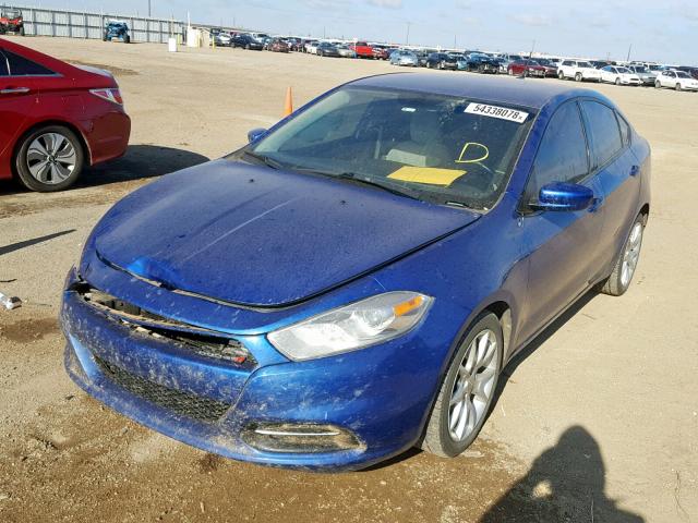 1C3CDFBA5DD107901 - 2013 DODGE DART SXT BLUE photo 2