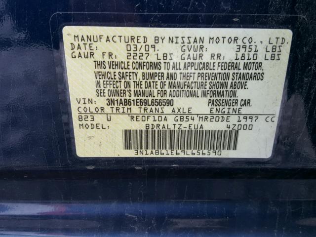 3N1AB61E69L656590 - 2009 NISSAN SENTRA 2.0 BLUE photo 10