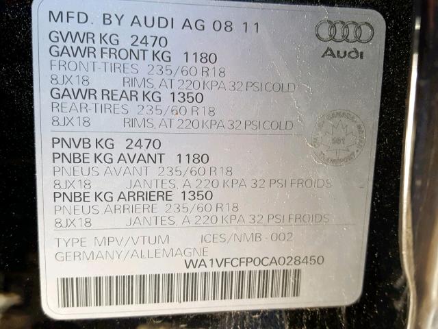 WA1VFCFP0CA028450 - 2012 AUDI Q5 PRESTIG BLACK photo 10