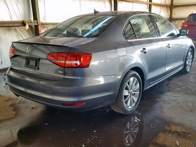 3VWLA7AJ4FM347148 - 2015 VOLKSWAGEN JETTA TDI GRAY photo 4