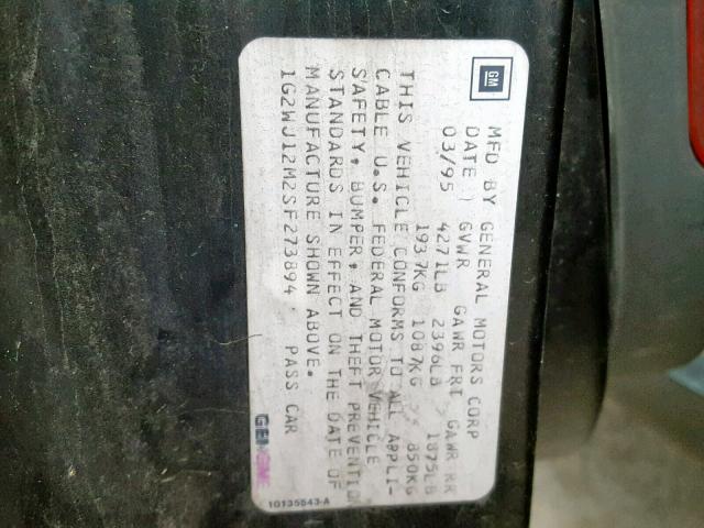 1G2WJ12M2SF273894 - 1995 PONTIAC GRAND PRIX BLACK photo 10