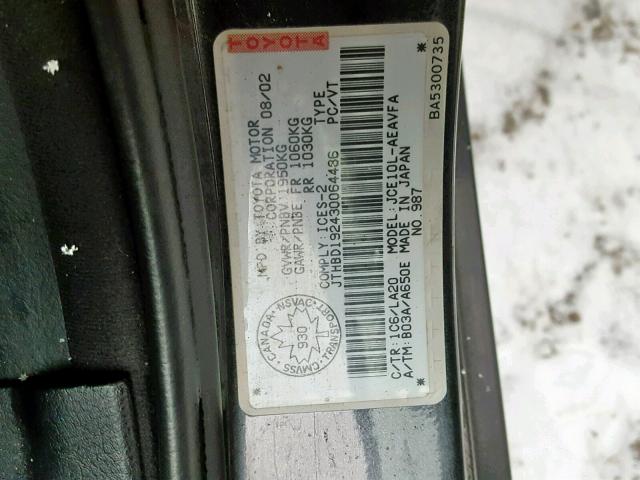 JTHBD192430064486 - 2003 LEXUS IS 300 GRAY photo 10