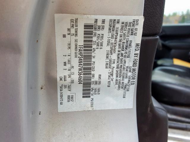 1FAHP34N47W364604 - 2007 FORD FOCUS ZX4 GRAY photo 10