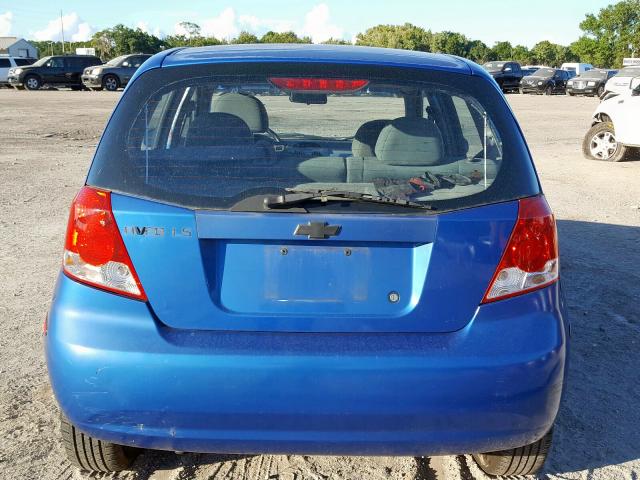 KL1TD62605B431883 - 2005 CHEVROLET AVEO BASE Көк фото 9