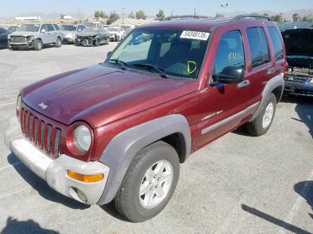 1J4GK48K43W602790 - 2003 JEEP LIBERTY SP BURGUNDY photo 2