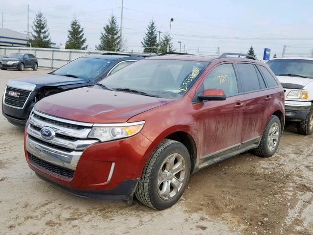 2FMDK3J93EBA87016 - 2014 FORD EDGE SEL RED photo 2