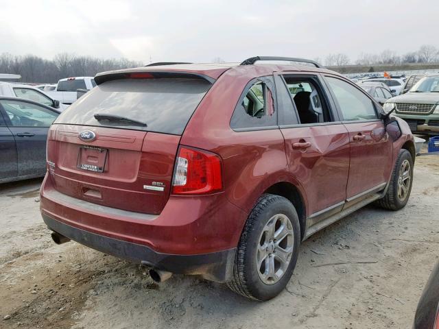 2FMDK3J93EBA87016 - 2014 FORD EDGE SEL RED photo 4