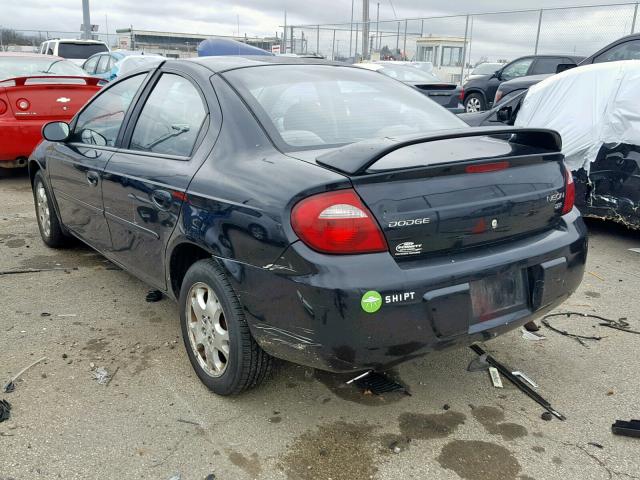 1B3ES56CX5D147605 - 2005 DODGE NEON SXT BLACK photo 3