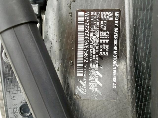 WBY2Z2C56GV675672 - 2016 BMW I8 CHARCOAL photo 10