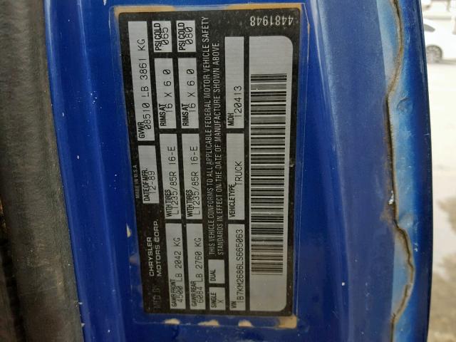 1B7KM2686LS665063 - 1990 DODGE W-SERIES W BLUE photo 10