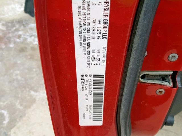 2C3CDXHGXCH187120 - 2012 DODGE CHARGER SX RED photo 10