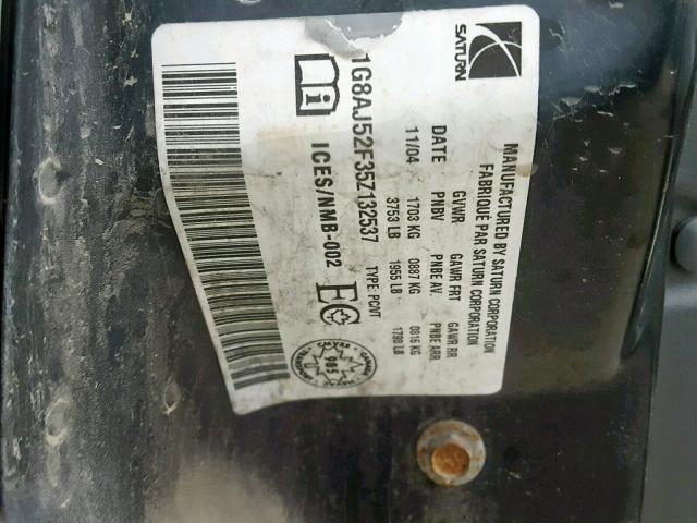 1G8AJ52F35Z132537 - 2005 SATURN ION LEVEL SILVER photo 10