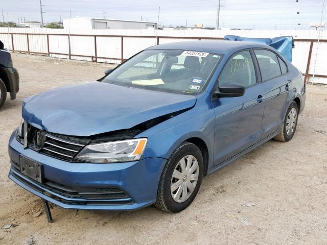 3VW2K7AJ9FM357358 - 2015 VOLKSWAGEN JETTA BASE BLUE photo 2