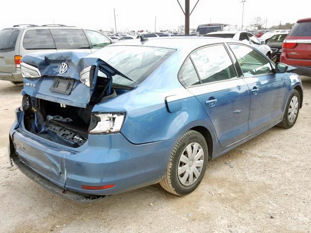 3VW2K7AJ9FM357358 - 2015 VOLKSWAGEN JETTA BASE BLUE photo 4