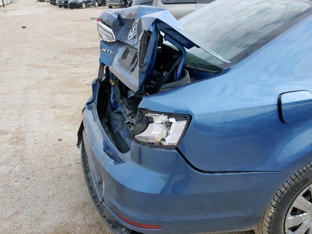 3VW2K7AJ9FM357358 - 2015 VOLKSWAGEN JETTA BASE BLUE photo 9