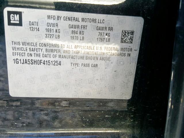 1G1JA5SH0F4151254 - 2015 CHEVROLET SONIC LS 黑色 照片 10