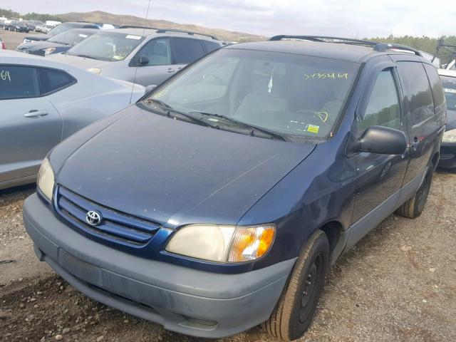 4T3ZF13C12U498936 - 2002 TOYOTA SIENNA LE BLUE photo 2