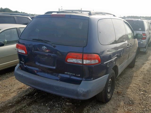 4T3ZF13C12U498936 - 2002 TOYOTA SIENNA LE BLUE photo 4