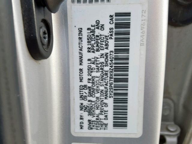 5Y2SP678X9Z454073 - 2009 PONTIAC VIBE SILVER photo 10