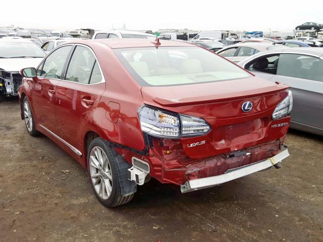 JTHBB1BA7A2021043 - 2010 LEXUS HS 250H RED photo 3