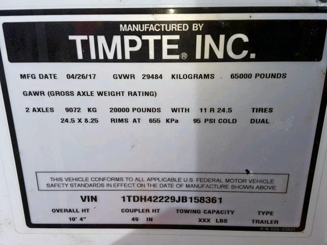 1TDH42229JB158361 - 2018 TIMP SUPER HOPP WHITE photo 10